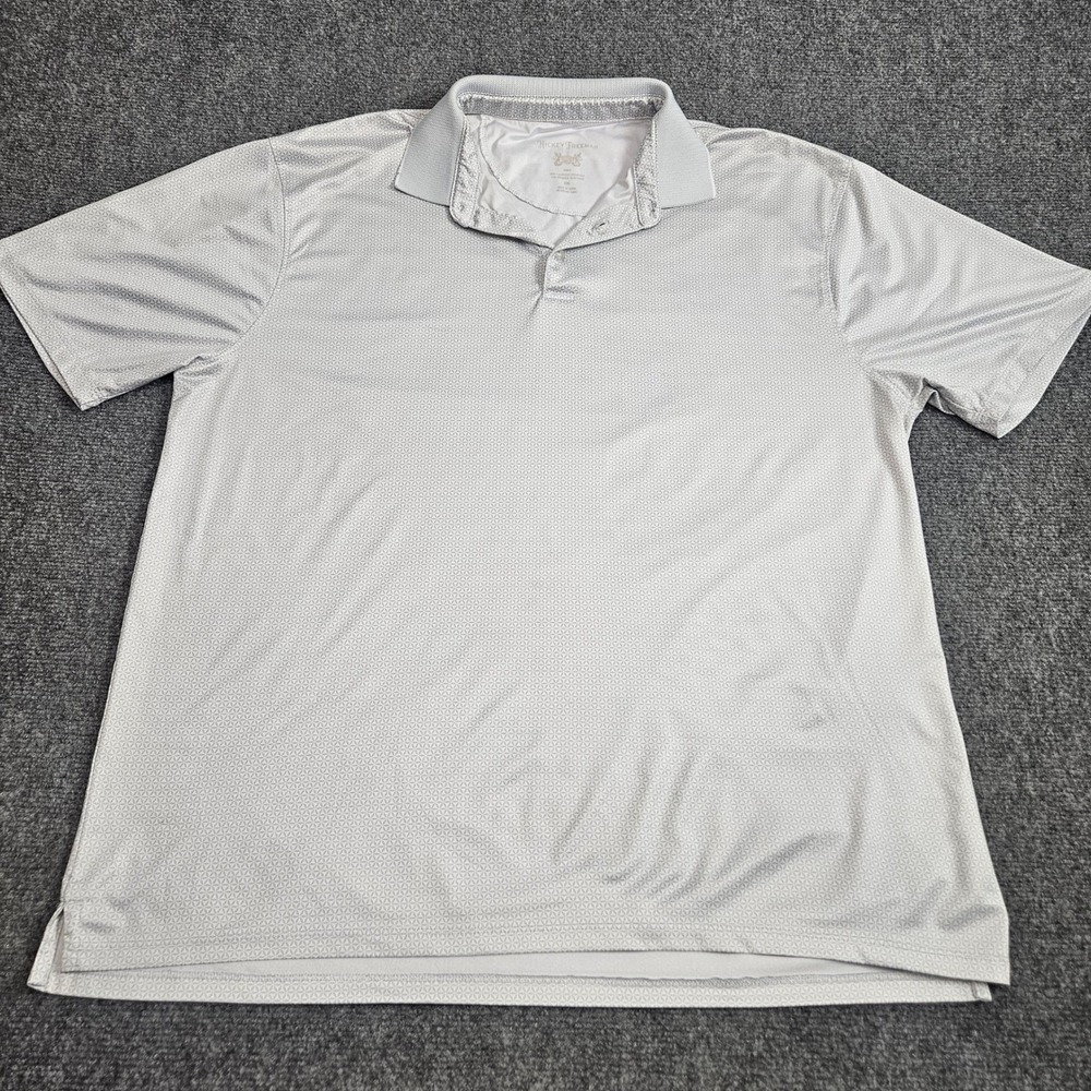Hickey Freeman Golf Polo Shirt Mens XXL Gray Geometric Performance Active Casual